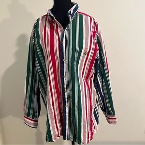 Ivy Crew 100% Cotton Men's Multi Colored Striped XL Button Up Shirt Long Sleeve